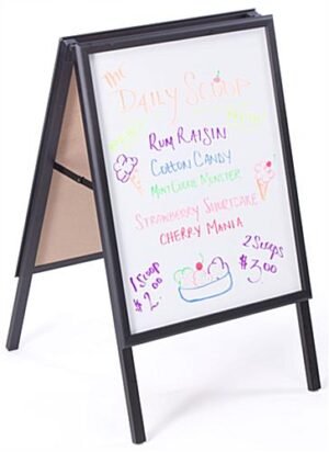 22 x 28 Write-On Board A-Frame, Wet Erase, Double Sided - White