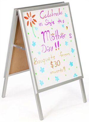22 x 28 Write-On Board A-Frame, Wet Erase, Double Sided - White