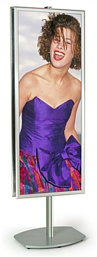 22 x 56 Poster Stand , Snap Opens, 6 Feet Tall - Silver