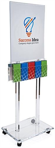 22x28 Poster Floor Stand, 10 Literature Pocket, 4/8.5"w, Double Sided, Wheels - Clear