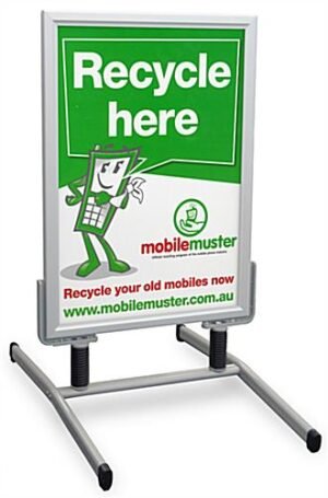 23 x 33 Sidewalk Sign for Posters, with Spring Base, 2 Sided, Snap Open - Silver