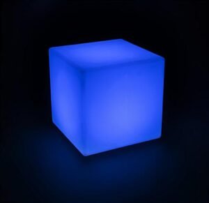 23.5” Cube Table w/ LED Lighting, 16 Color Options, Rechargeable Battery - White