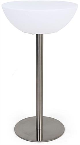 23.5" x 43" Round LED Table, 16 Color Options, Rechargeable Battery - White