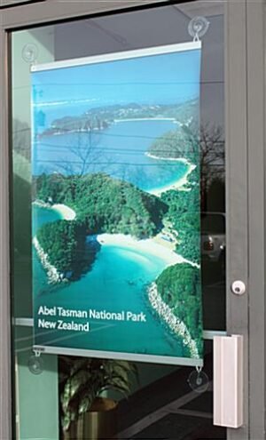 24-inch Banner Rails with 4 Suction Cups for Windows, Snap Open - Silver