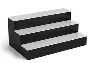 24"w 3-Tier Acrylic Bottle Organizer for Countertop Use, Interior LED Lights - Clear