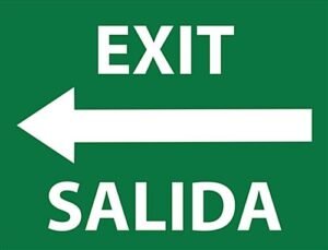 24” x 18” Pre-Printed Floor Decal, Bilingual Safety Message, “Exit Salida” - Green