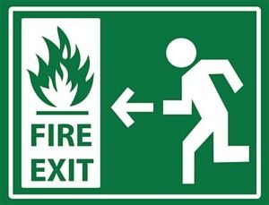 24” x 18” Pre-Printed Floor Decal, Safety Message, “Fire Exit” - Green