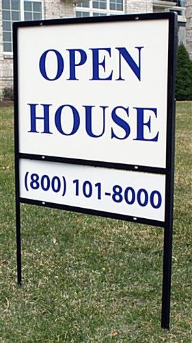24 x 18 Real Estate Signs with Ground Stake, H-Frame with Sign Rider - Black