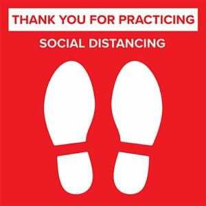 24 x 24 Pre-Printed Floor Decal for Crowd Control, Social Distancing Message - Red