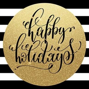 24 x 24 Pre-Printed Floor Decal, HAPPY HOLIDAYS - Gold