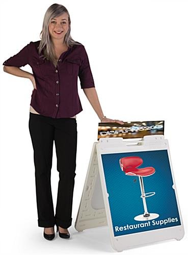24 x 24 Square Sidewalk Sign Frame, 2 Coroplast Boards & Header, UV Printing - White - Image 3