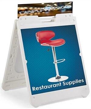 24 x 24 Square Sidewalk Sign Frame, 2 Coroplast Boards & Header, UV Printing - White