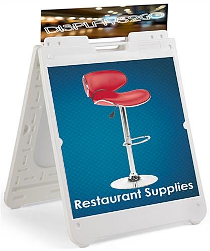 24 x 24 Square Sidewalk Sign Frame, 2 Coroplast Boards & Header, UV Printing - White