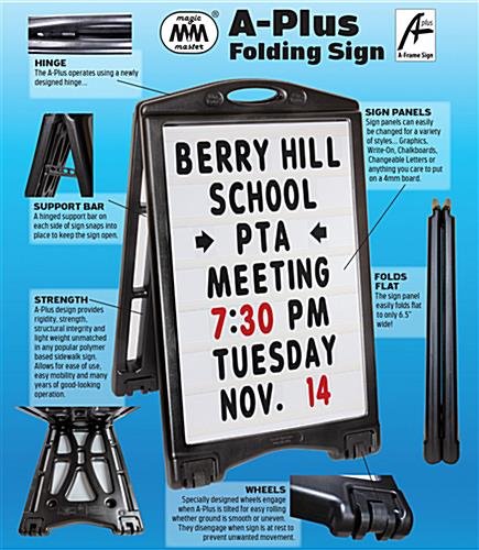 24 x 36 Collapsible A-Frame Letter Board, 2-Sided w/ Wheels, Includes Letter Set - Image 8