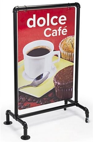 24 x 36 Industrial Pipe Swinger Sign, 2-Sided Custom Printed Panel - Black