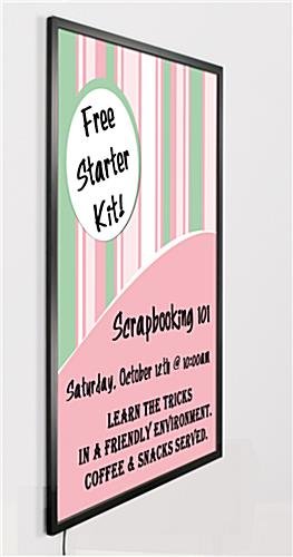 24 x 36 LED Light Box for Wall, Snap Open - Black