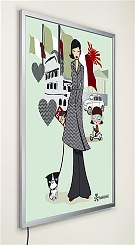 24 x 36 LED Light Box for Wall, Snap Open - Silver