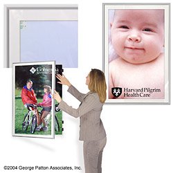 24 x 36 Matted Poster Frame for Wall, White Mat, Swing Door - Satin Silver