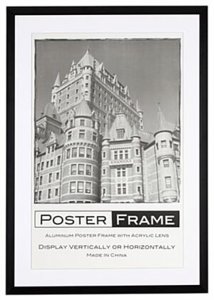 24 x 36 Poster Frame for Wall, Rear Load, 2 Mats(Black & White), 35mm Profile - Black