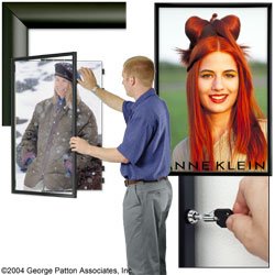 24 x 36 Poster Frame for Wall, Swing Open Door with Lock, Aluminum - Black