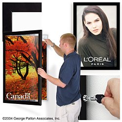 24 x 36 Poster Frame for Wall, Swing Open Door with Lock, Wood - Black