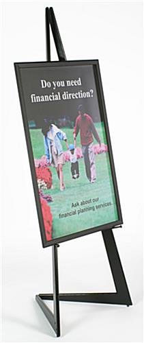 24 x 36 Poster Frame with Bifold Floor Easel, Height Adjustable Display Pegs - Black