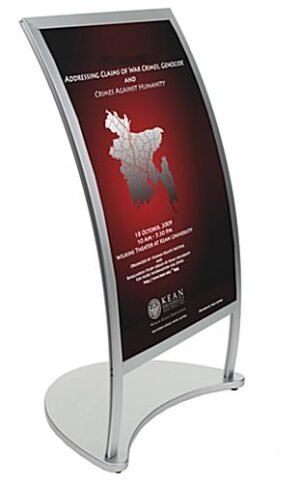 24 x 36 Poster Stand for Floor, Top Insert, C-shaped Curve - Silver