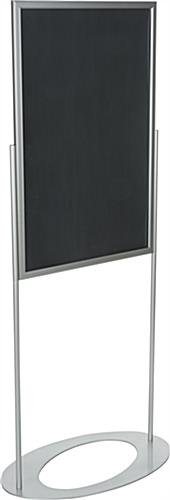 24 x 36 Poster Stand for Floor, Top Insert, Double Sided, Round Base - Silver