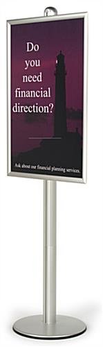 24 x 36 Poster Stand, Snap Open, 6 Feet Tall, Round Base - Silver