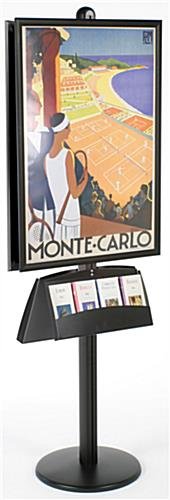 24 x 36 Poster Stand w/ Brochure Tray, 4"w, Snap Open, Double Sided - Black