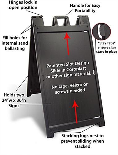 24 x 36 Sidewalk Sign for Posters, 2 Sided, Non-Glare Lenses, Fillable Base - Black - Image 2