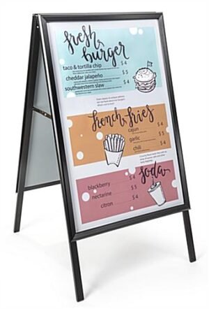 24 x 36 Sidewalk Sign for Posters, Snap Open, Double Sided - Black
