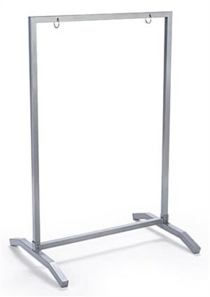 24 x 36 Swinger Sign Frame, T-Base, 2 Sided, Ring Hooks - Silver