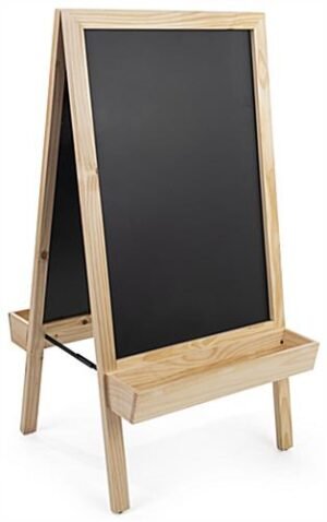 24 x 36 Write-On Board A-Frame, Chalk, Magnetic, Double Sided, 2 Planters - Black