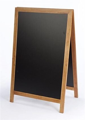 24 x 36 Write-On Board A-Frame, Chalk & Wet Erase, Double Sided, Teak Frame - Black