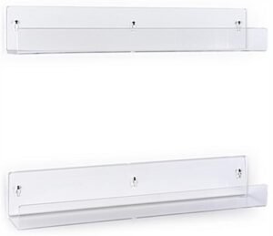 24 x 4 Acrylic Shelves, Wall Mounted, Dual Installation Options, Set of 2 - Clear