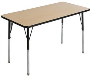 24” x 48” Table with 4 Adjustable Legs, Rectangle - Maple
