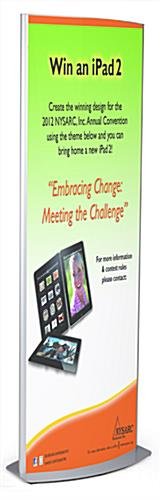 24 x 72 Poster Stand for Floor, Double Sided, Curved - Silver