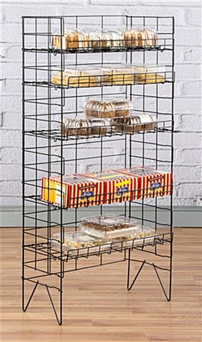 25.25”w Bakery Display Rack w/ 5 Adjustable Wire Shelves - Black - Image 4