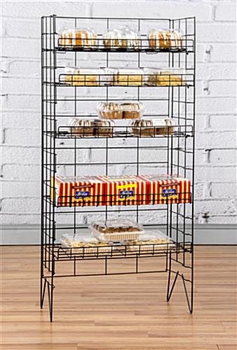 25.25”w Bakery Display Rack w/ 5 Adjustable Wire Shelves - Black - Image 5