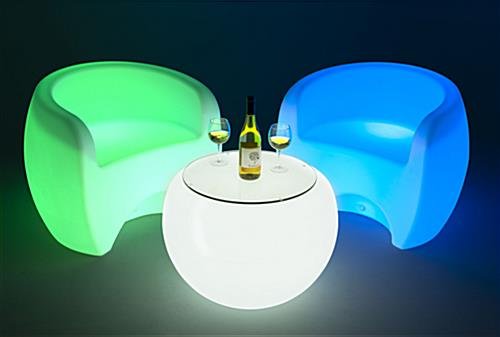 26.5" Chair w/ LED Lighting, U-Shaped 16 Color Options, Rechargeable Battery - White - Image 3