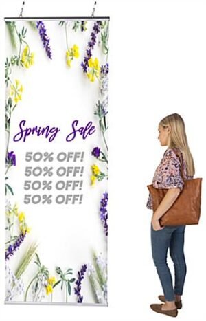 27-inch Banner Rails, Hinged Snap Open Design - Silver