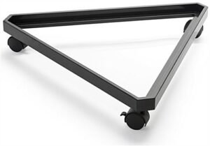 27"w Metal Triangle Shaped Gridwall Base with Wheels, Holds Three Panels - Black
