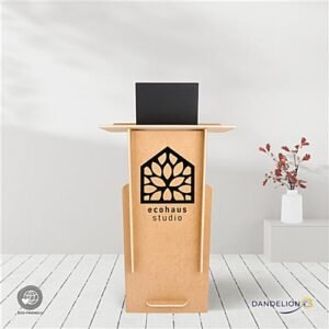 28 x 47.25 Collapsible Podium With Custom Graphics, Floor Standing - Natural