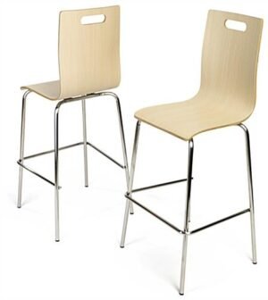 28.5” Bentwood Chair w/ Stainless Steel Legs, Set of 2 – Light Finish