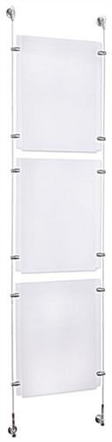 (3) 11 x 17 Sign Holders with Wall Mount Cable - Clear