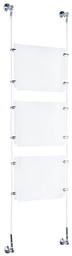 (3) 11 x 8.5 Sign Holders with Wall Mount Cable - Clear