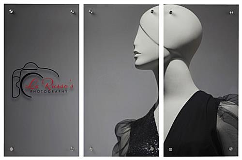 (3) 15” x 30” Acrylic Wall Sign w/ UV Printed Custom Graphics, 3 Panels, 12 Standoffs - Image 2