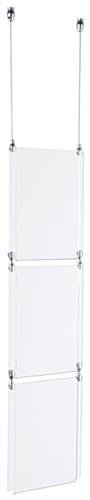 (3) 8.5 x 11 Ceiling Sign Holders with 16-foot Steel Cable System - Clear