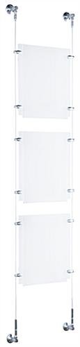 (3) 8.5 x 11 Sign Holders with Wall Mount Cable - Clear